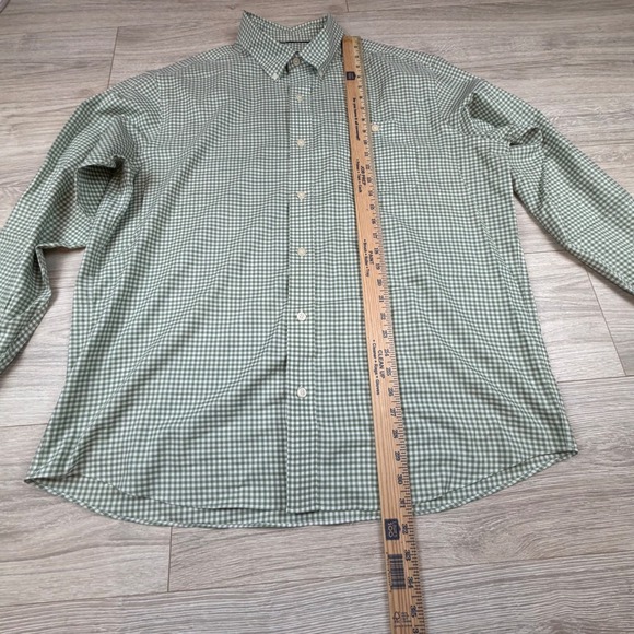 ORVIS Mens Classic Fit Wrinkle Free Gingham Button Down Shirt XL Green White - Picture 3 of 8